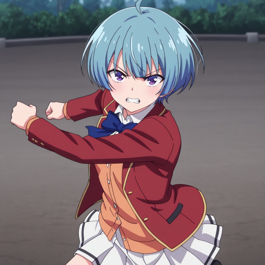 Ibuki mio (Youkoso Jitsuryoku Shijou Shugi no Kyoushitsu e),  blue hair,  ahoge on Tensor.Art