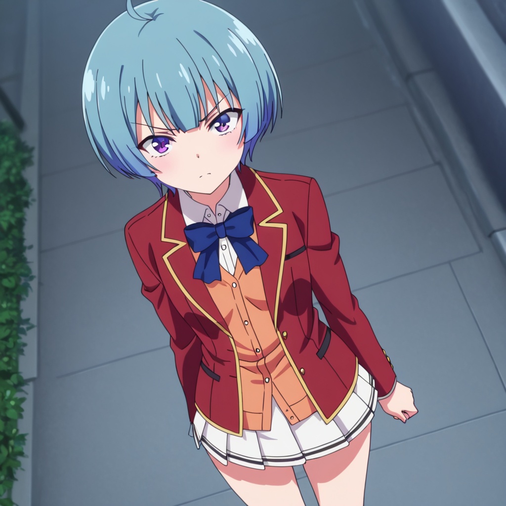 Ibuki mio (Youkoso Jitsuryoku Shijou Shugi no Kyoushitsu e),  blue hair,  ahoge on Tensor.Art