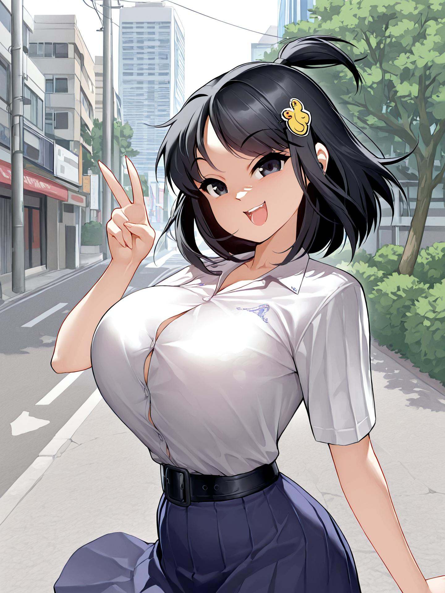 lukchupblack hair,  medium hair,  short ponytail on Tensor.Art