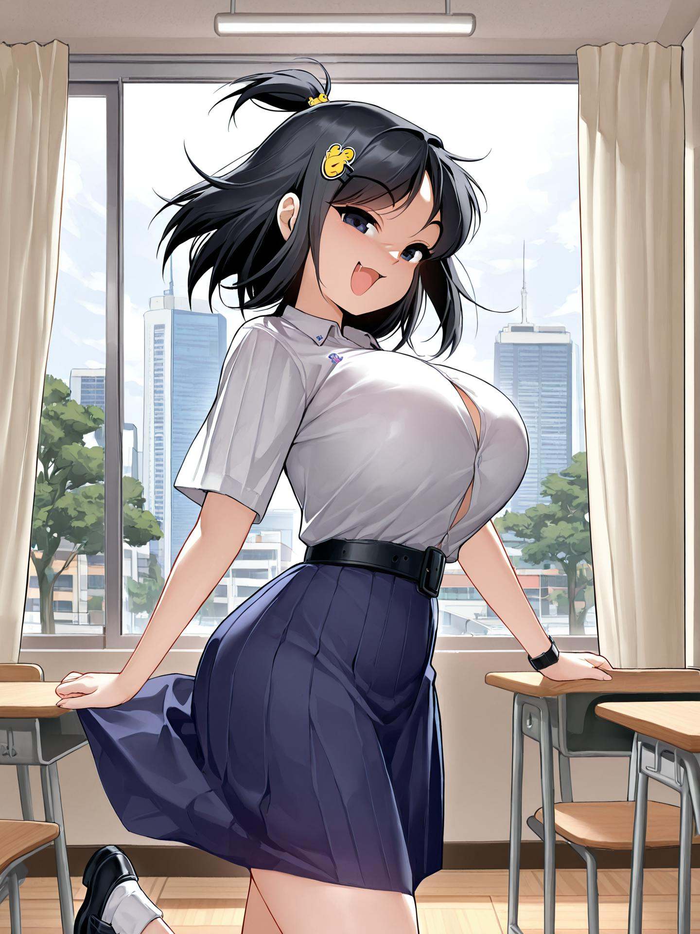 lukchupblack hair,  medium hair,  short ponytail on Tensor.Art