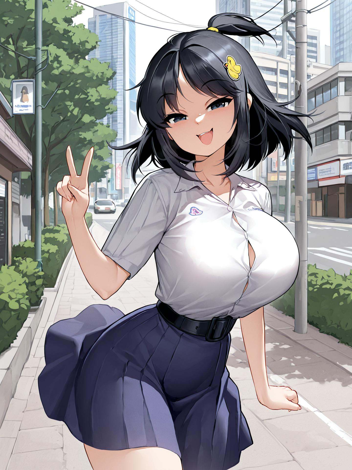 lukchupblack hair,  medium hair,  short ponytail on Tensor.Art
