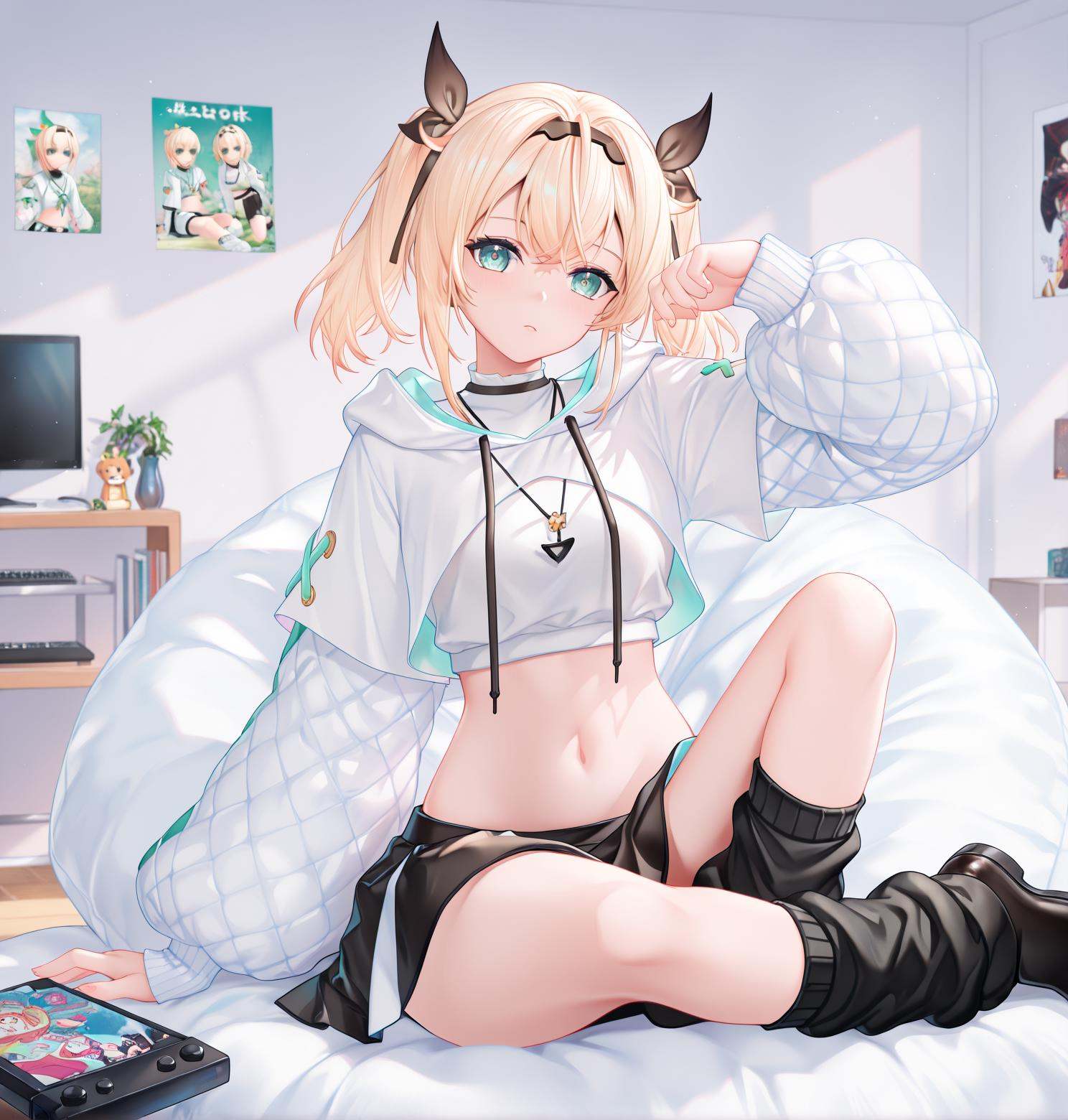 indoors,  otaku room,  sitting on Tensor.Art