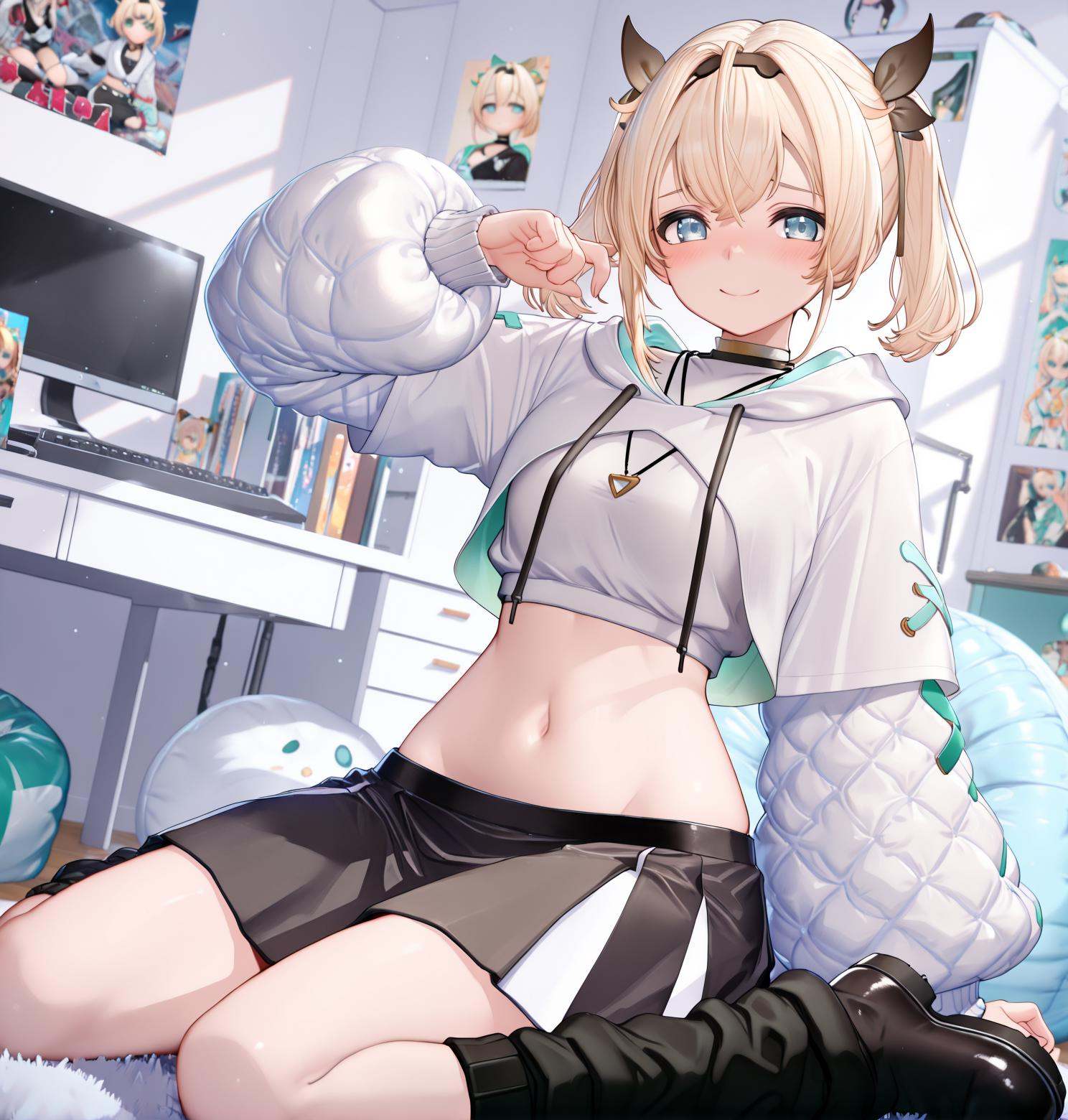 indoors,  otaku room,  sitting on Tensor.Art