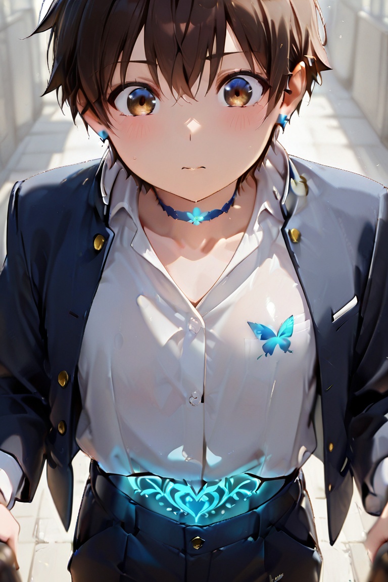 gakuran Clothing & pubic tattoos,  pubic glowing tattoos glowing_tattoo,  single_color_theme on Tensor.Art