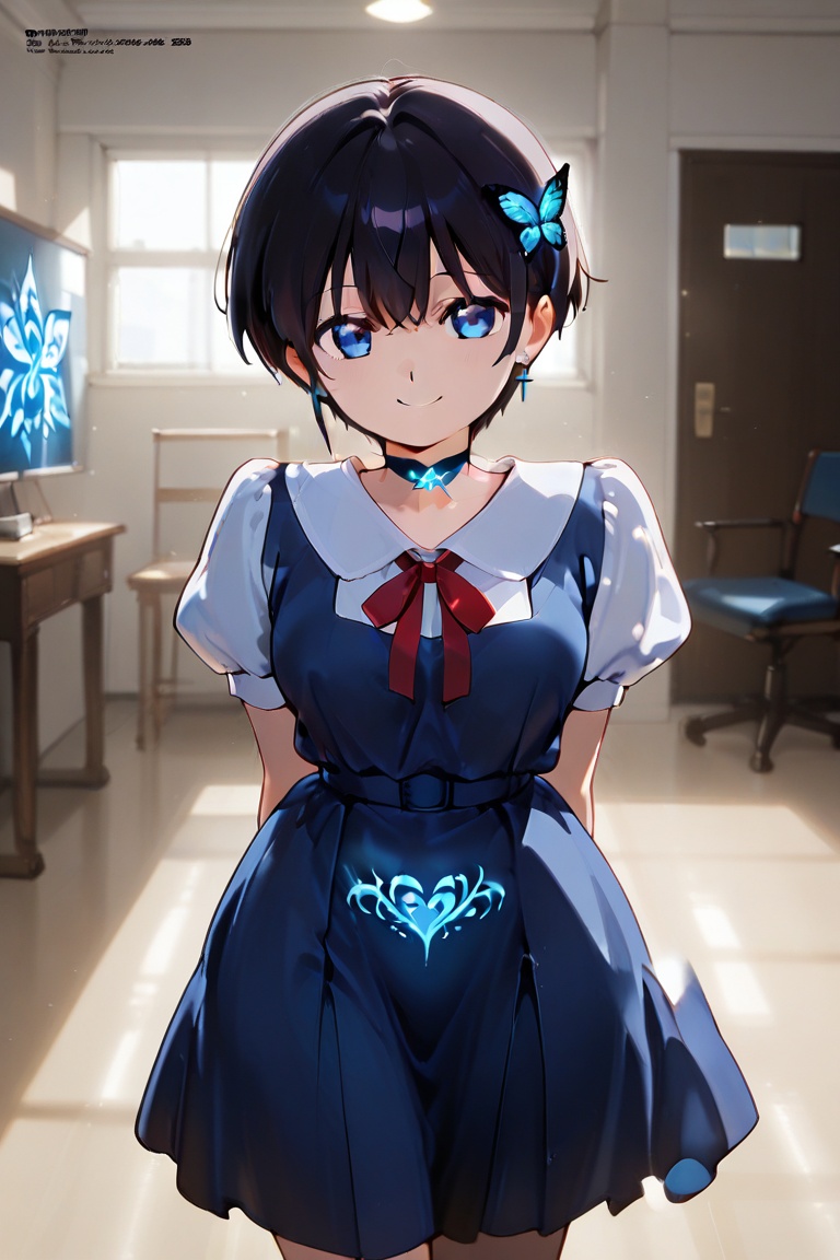 (imprint) shining through skirt on lower body blue jumper skirt),  bat mark,  glowing desire mark)) on Tensor.Art