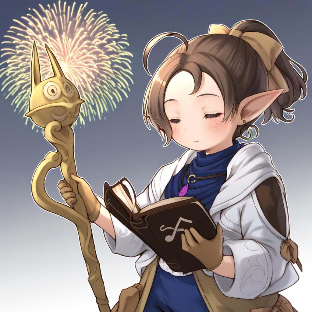 blue skirt,  fireworks,  bow on Tensor.Art