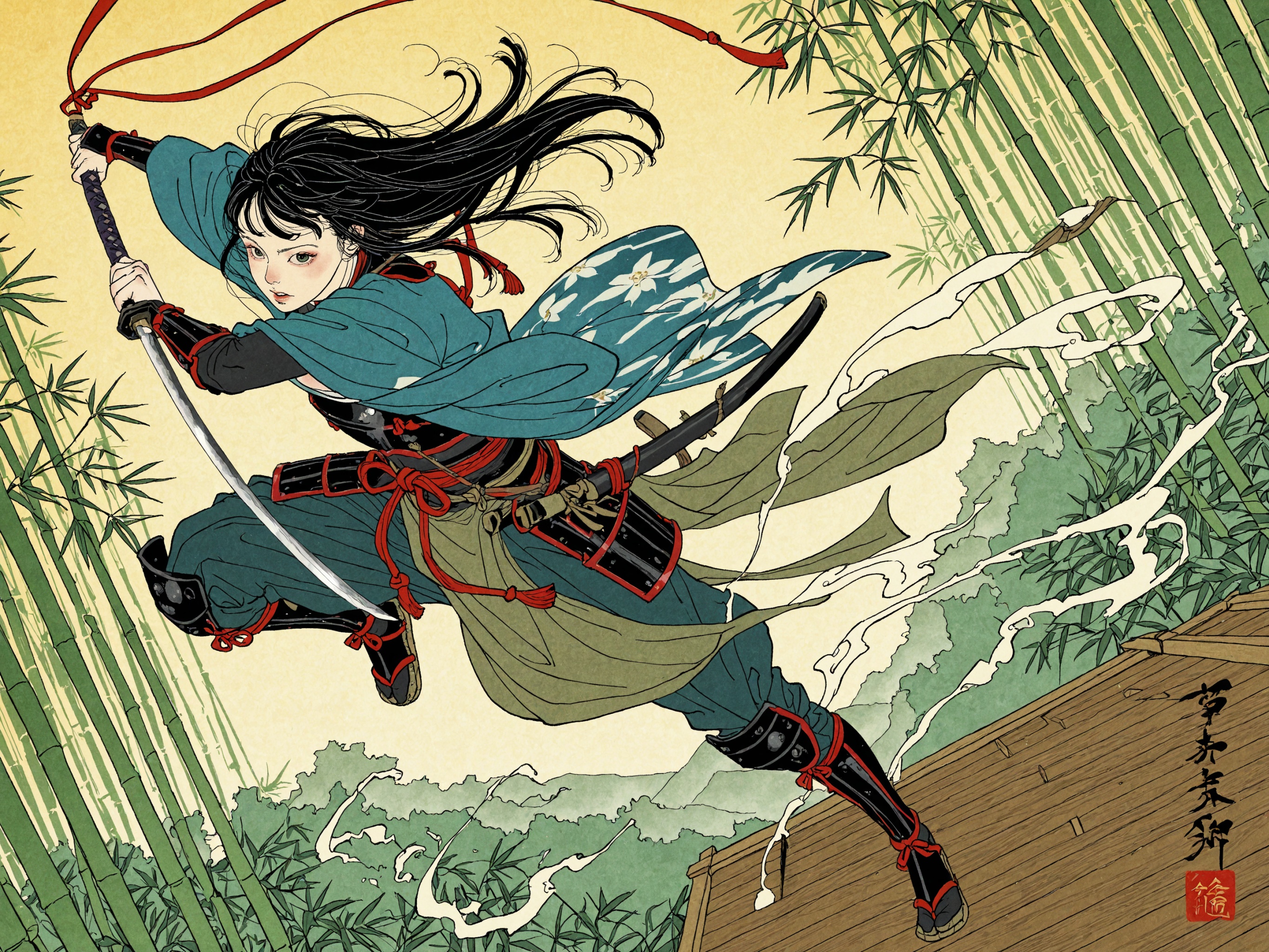 Seigo Suzuki \(style\),  1girl,  ronin_armor on Tensor.Art