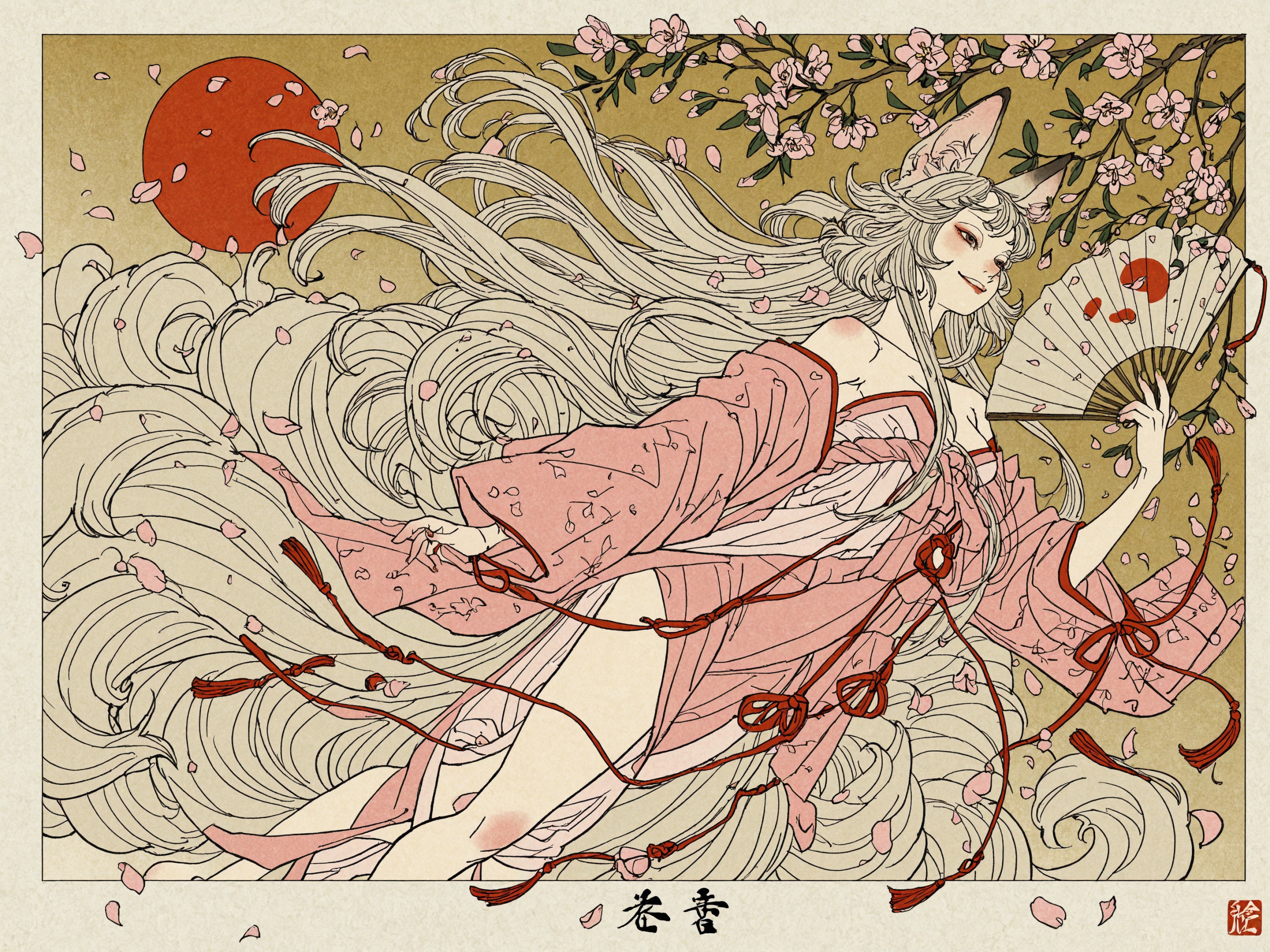 Seigo Suzuki \(style\),  1girl,  kitsune_ears on Tensor.Art