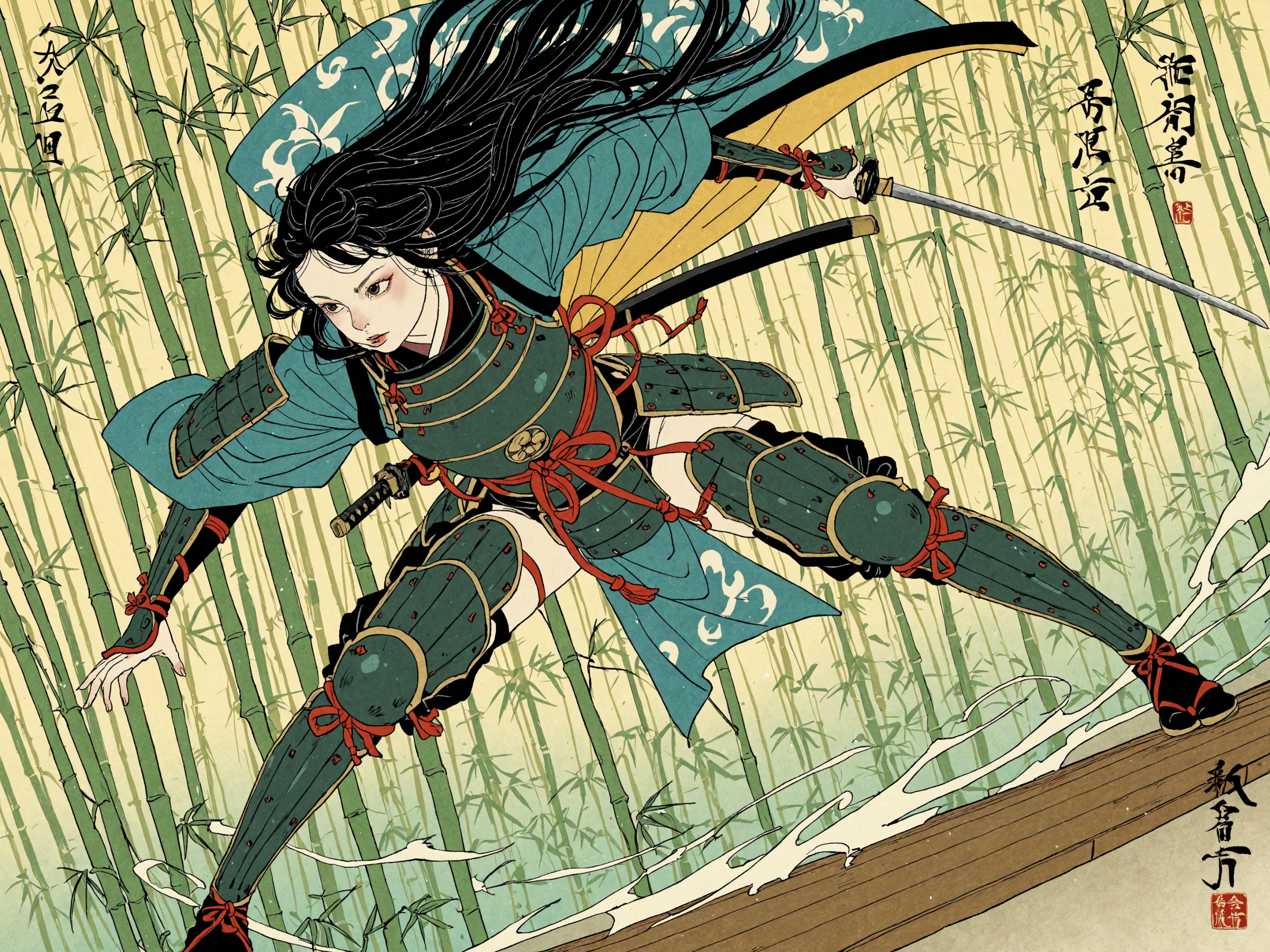 Seigo Suzuki \(style\),  1girl,  ronin_armor on Tensor.Art