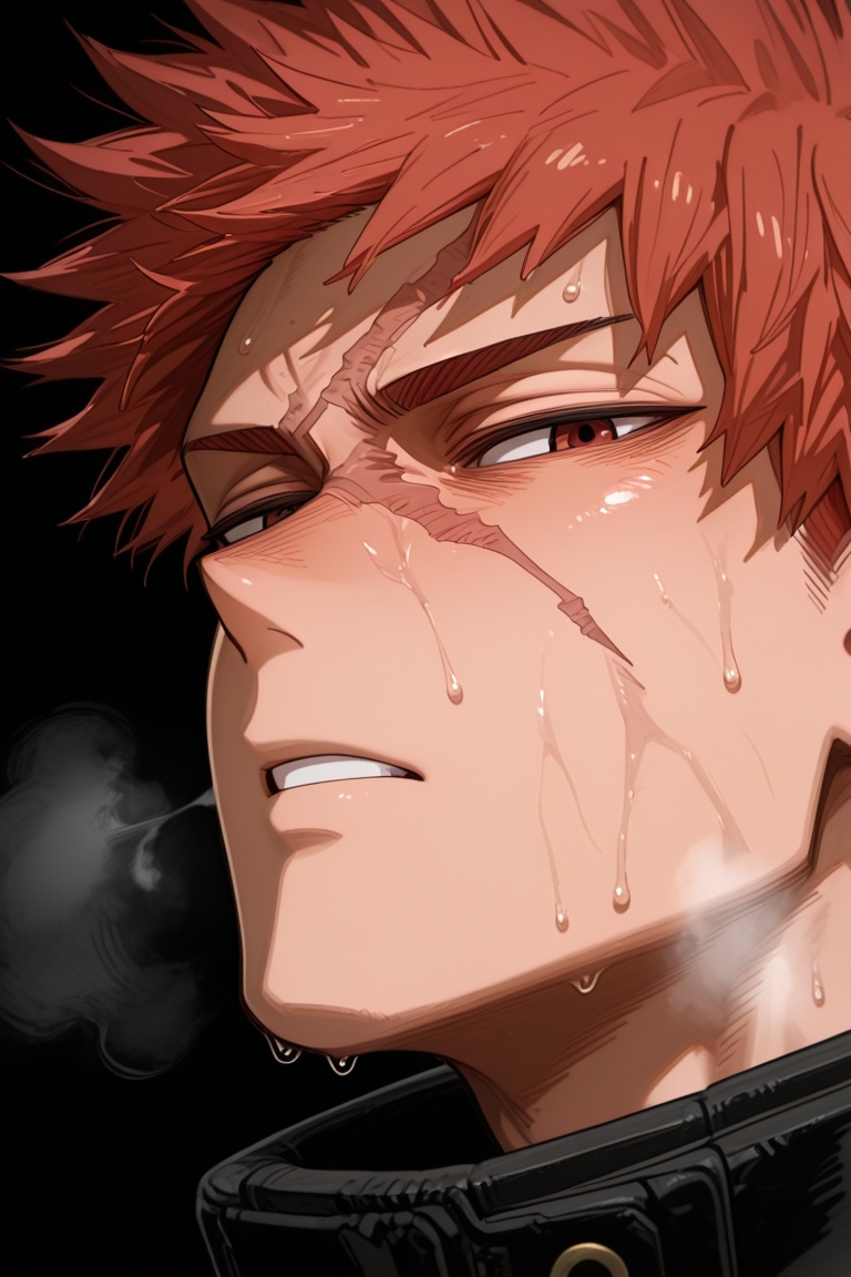 Toshitsugu Kudo-1male focus,  orange_Toshitsugu Kudo_hair,  red_Toshitsugu Kudo_eyes on Tensor.Art