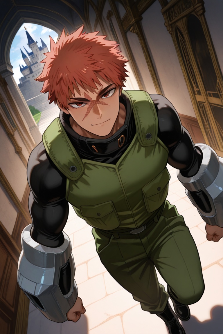 expressive manly face,  Toshitsugu Kudo-1male focus,  orange_Toshitsugu Kudo_hair on Tensor.Art