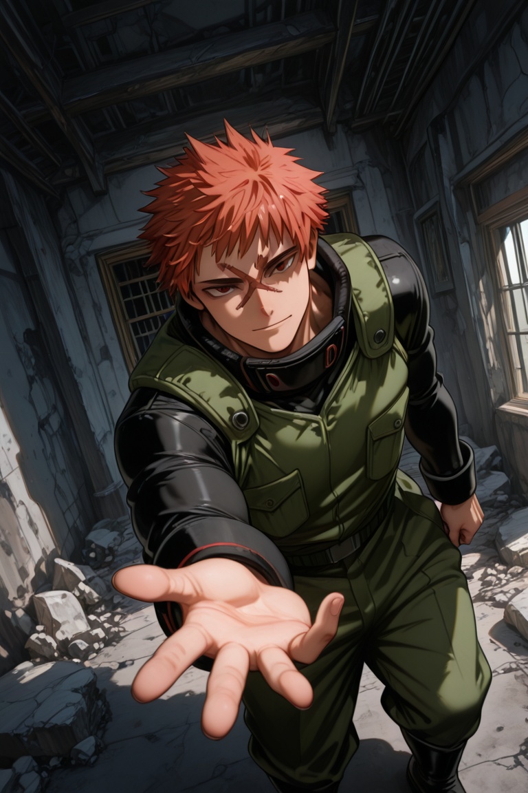 expressive manly face,  Toshitsugu Kudo-1male focus,  orange_Toshitsugu Kudo_hair on Tensor.Art