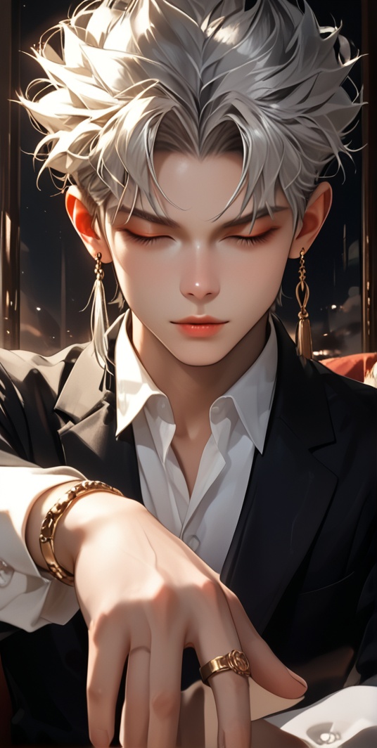 In a shadow-drenched,  cinematic space tinged with moody undertones,  an anime-style young man sits alone on a sleek on Te...