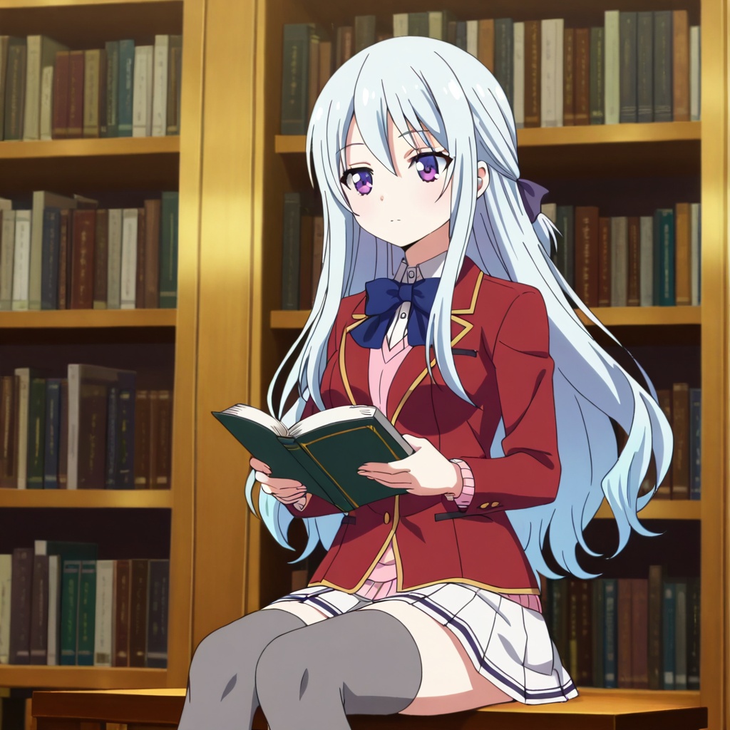 Shiina hiyori (Youkoso Jitsuryoku Shijou Shugi no Kyoushitsu e),  white hair,  long hair on Tensor.Art