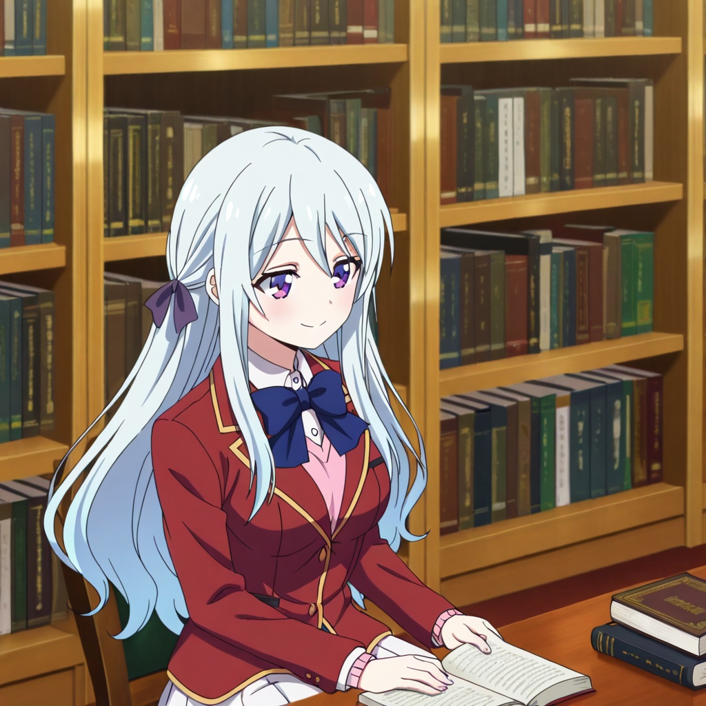 Shiina hiyori (Youkoso Jitsuryoku Shijou Shugi no Kyoushitsu e),  white hair,  long hair on Tensor.Art