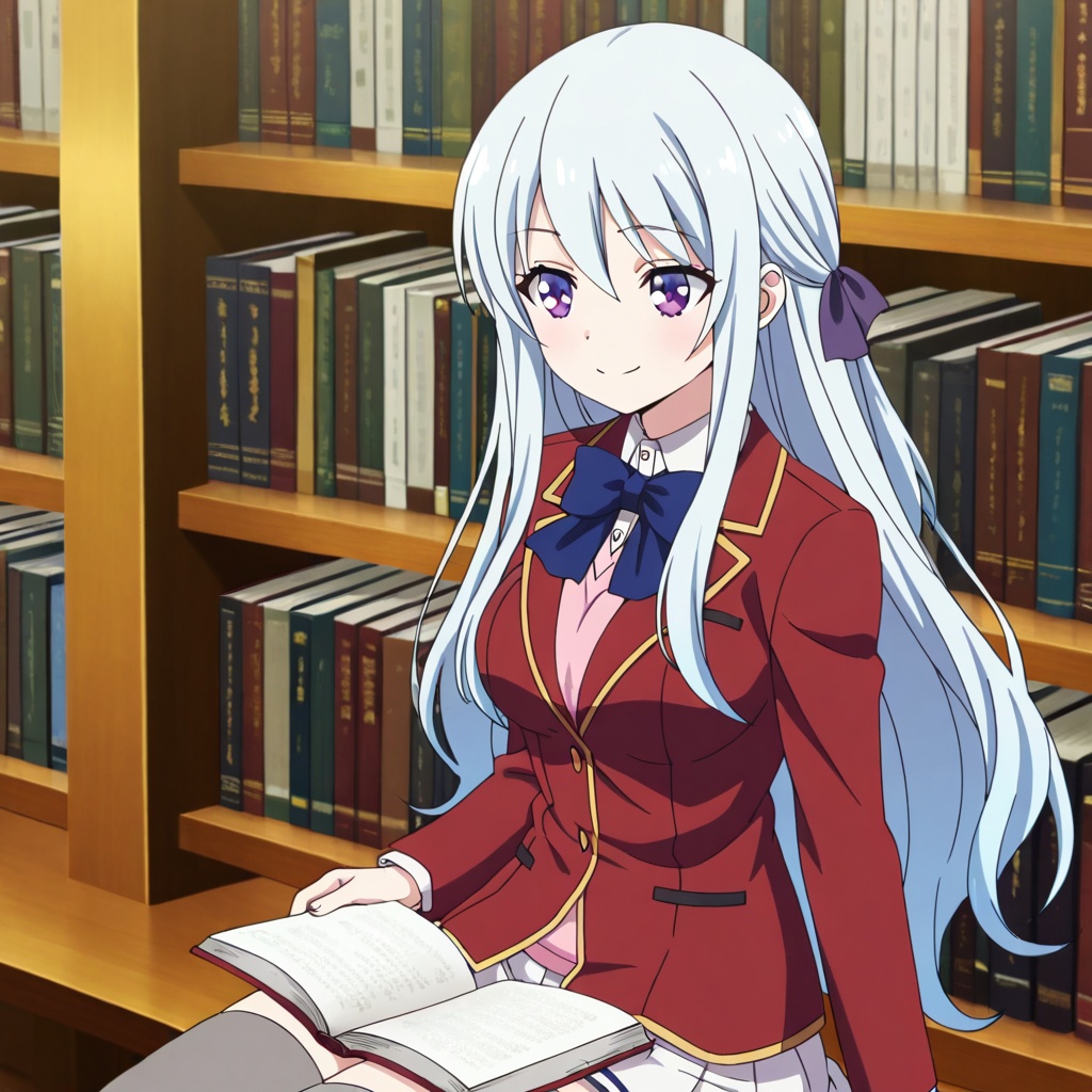 Shiina hiyori (Youkoso Jitsuryoku Shijou Shugi no Kyoushitsu e),  white hair,  long hair on Tensor.Art