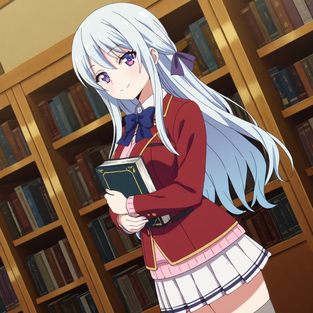 Shiina hiyori (Youkoso Jitsuryoku Shijou Shugi no Kyoushitsu e),  white hair,  long hair on Tensor.Art