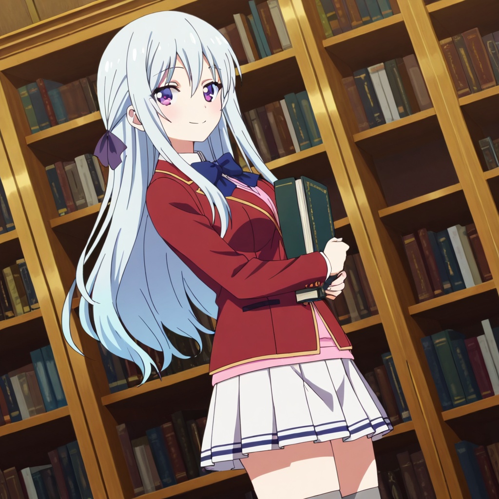 Shiina hiyori (Youkoso Jitsuryoku Shijou Shugi no Kyoushitsu e),  white hair,  long hair on Tensor.Art