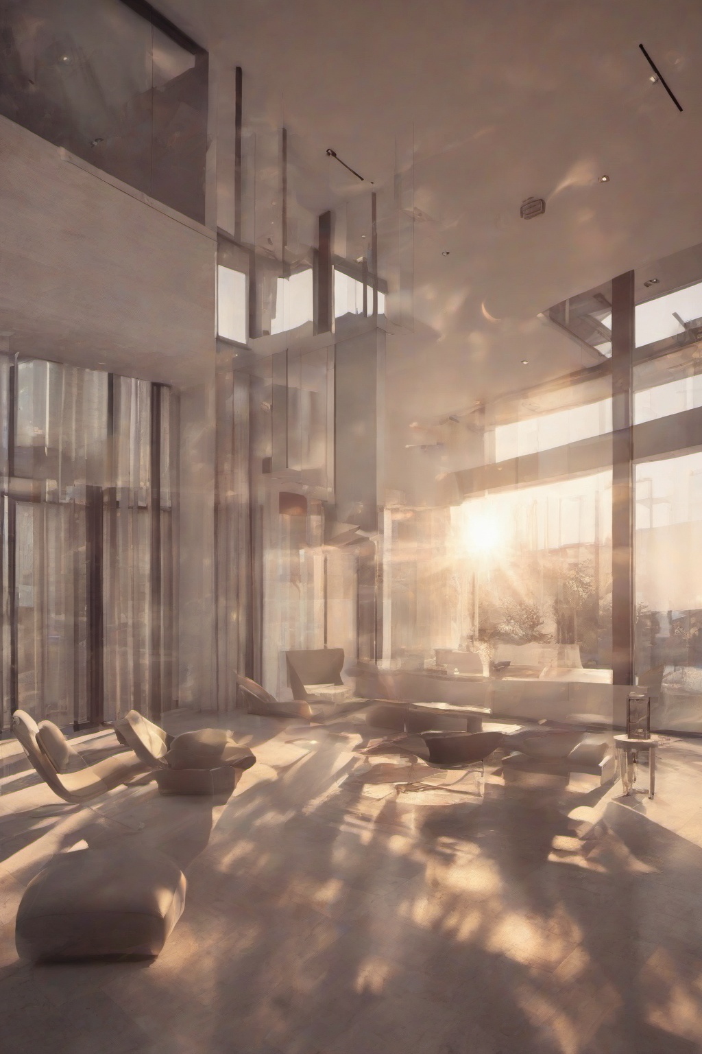modern interior,  sunset light.,  Light and shadow on Tensor.Art