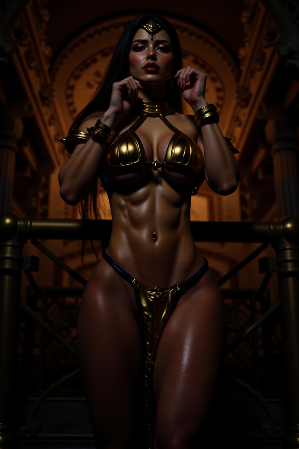 1girl solo long hair breasts looking at viewer ,  muscular,  fitness on Tensor.Art