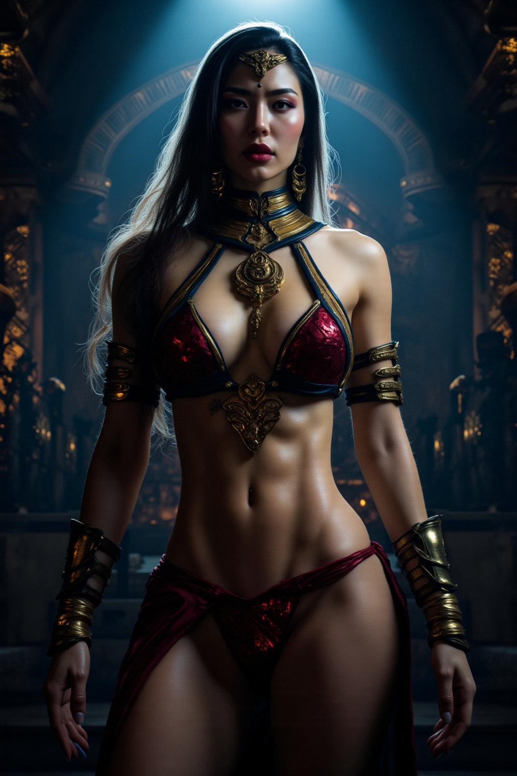 1girl solo long hair breasts looking at viewer ,  muscular,  fitness on Tensor.Art