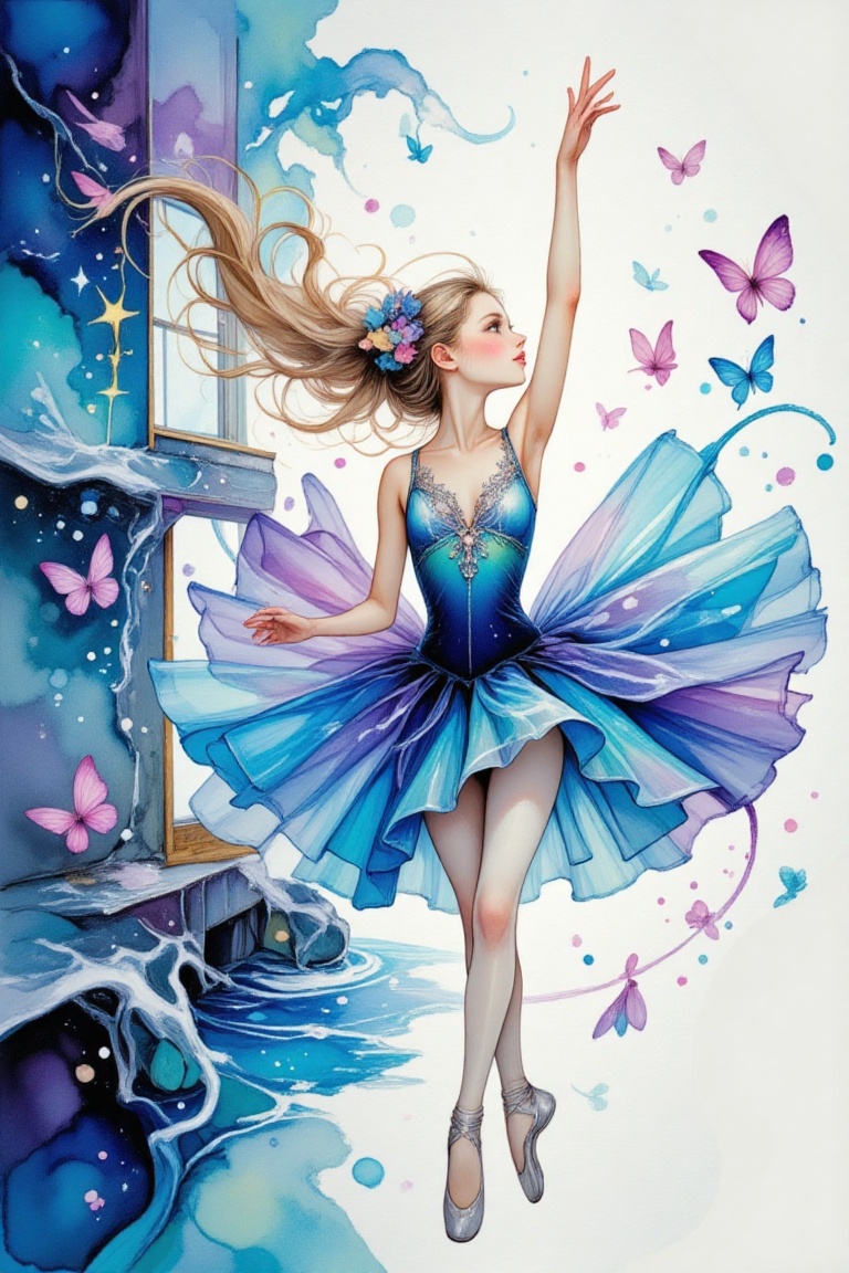 1 ballerina girl,  blonde,  solo on Tensor.Art