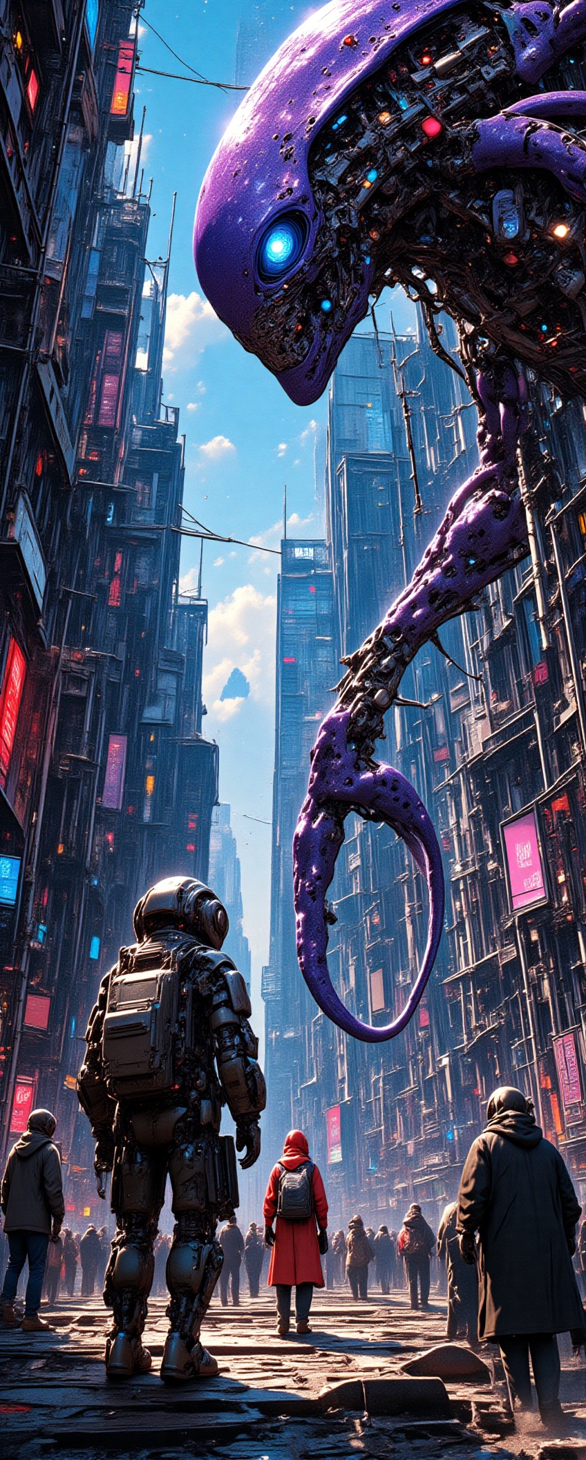 Immigrant Arrivals Scene、First Step to a New World、Interaction with alien creatures,  Cyber Organic Life Forms,  Half Mach...