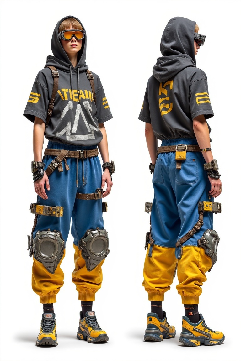 urban_mechawear,  futuristic techwear outfit,  full body fashion turnaround on Tensor.Art