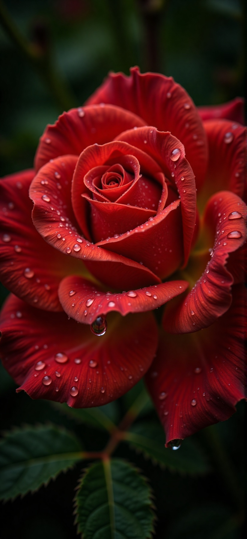 Close-up: A rose after the rain,  drops of water on the rose petals after the rain.,  Drop on Tensor.Art