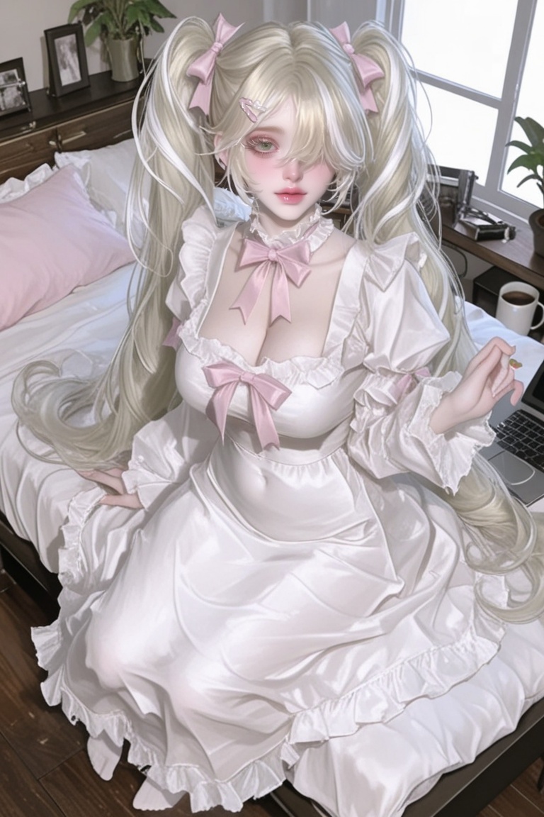 A woman with very long hair,  big eyes,  Jade green eyes on Tensor.Art
