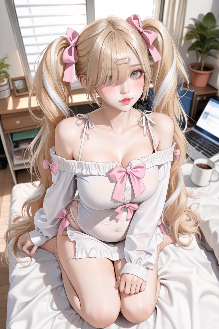 A woman with very long hair,  big eyes,  Jade green eyes on Tensor.Art