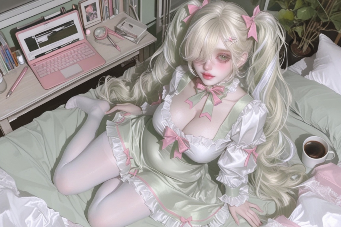 A woman with very long hair,  big eyes,  Jade green eyes on Tensor.Art