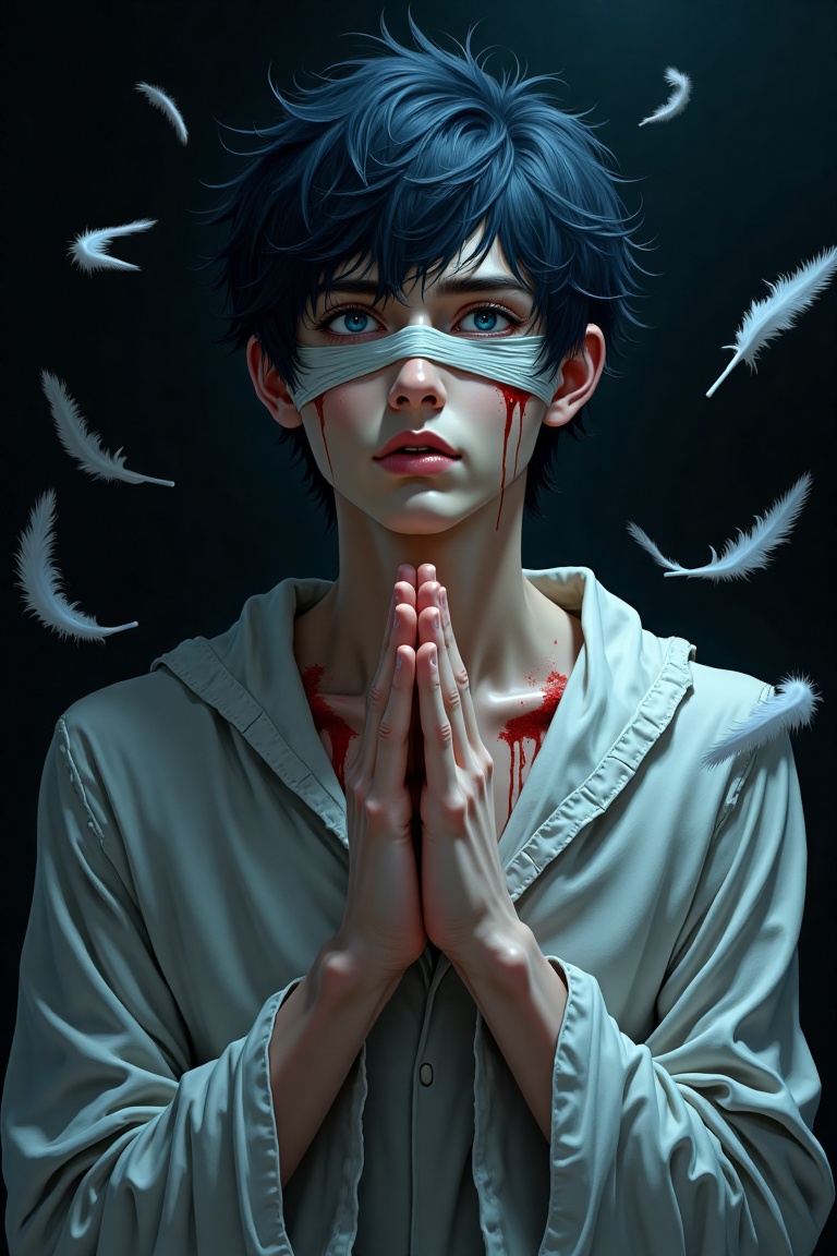 ((male focus,  solo,  dark background on Tensor.Art