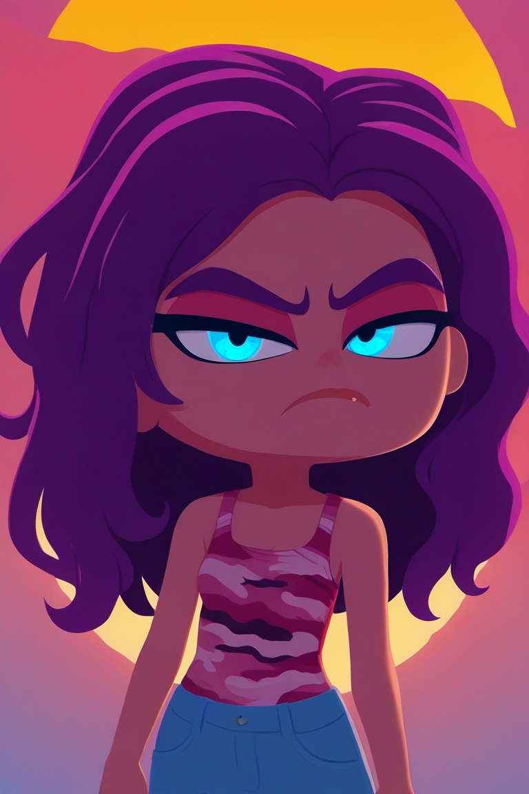 xchar01x,  badie character posing staring at viewer,  purple hair on Tensor.Art