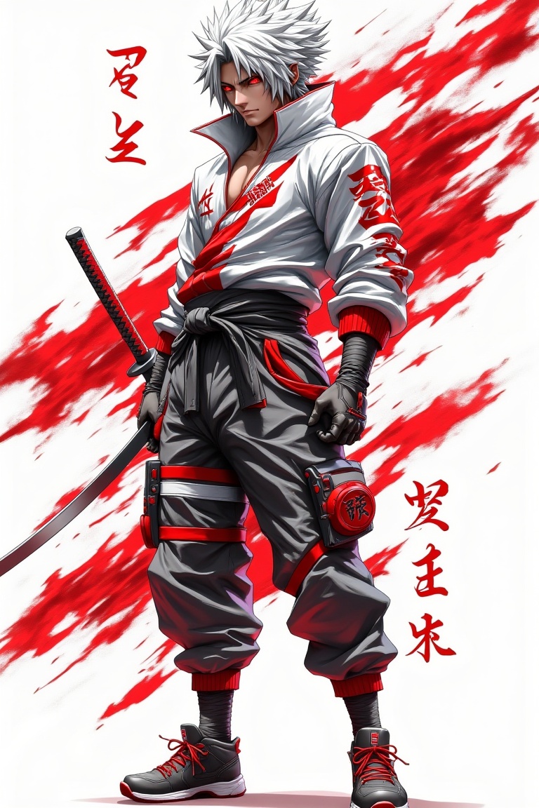 urban_sasuke_katana,  standing pose,  stylish male ninja in modern shinobi outfit on Tensor.Art