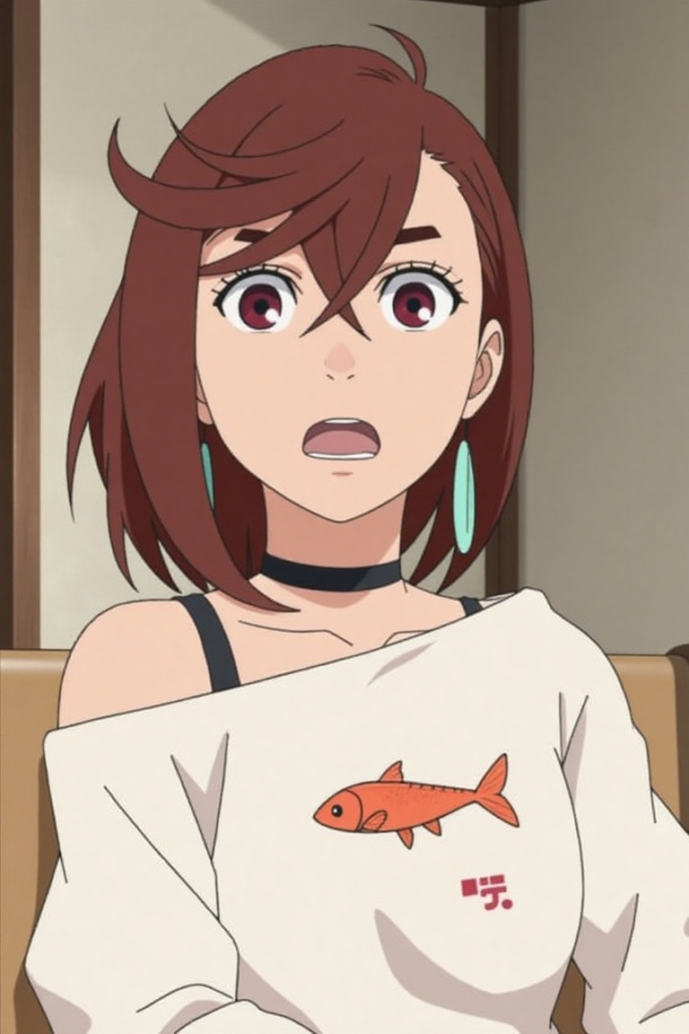 Anime of Ayase Momo,  sitting,  open mouth on Tensor.Art