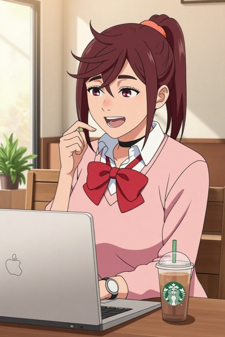 ayase momo,  anime style,  pink school uniform on Tensor.Art