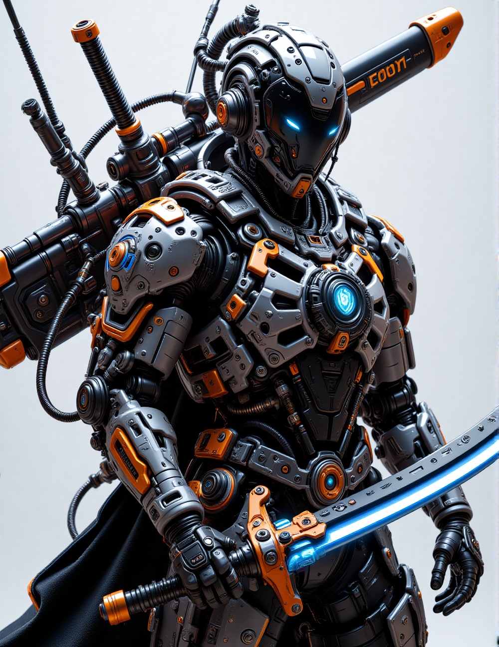 A close-up head-to-shoulder hyper-realistic poster-style image with studio lighting and depth of field. A futuristic male...