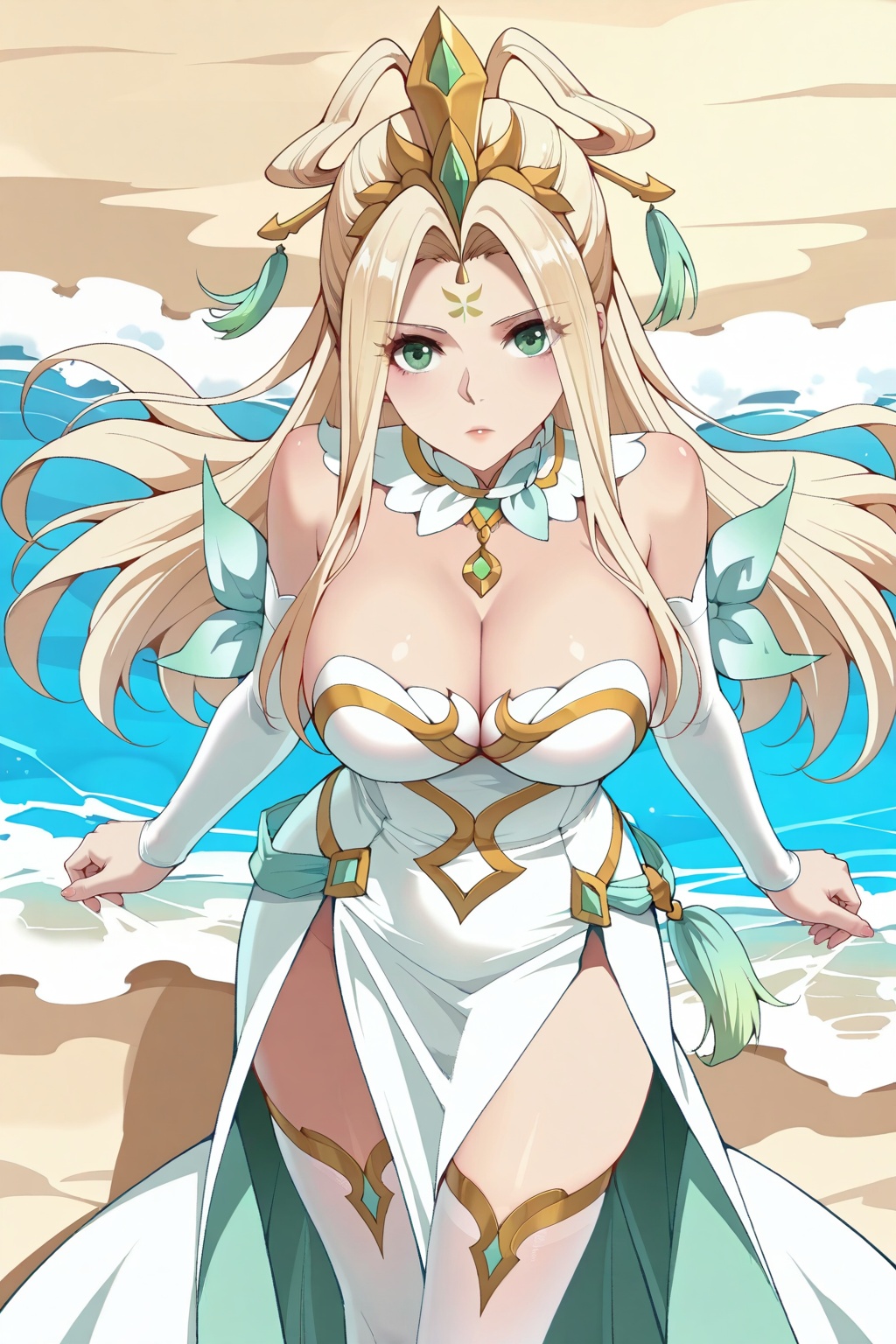 on the beach,  on the beach,  Thigh exposed on Tensor.Art