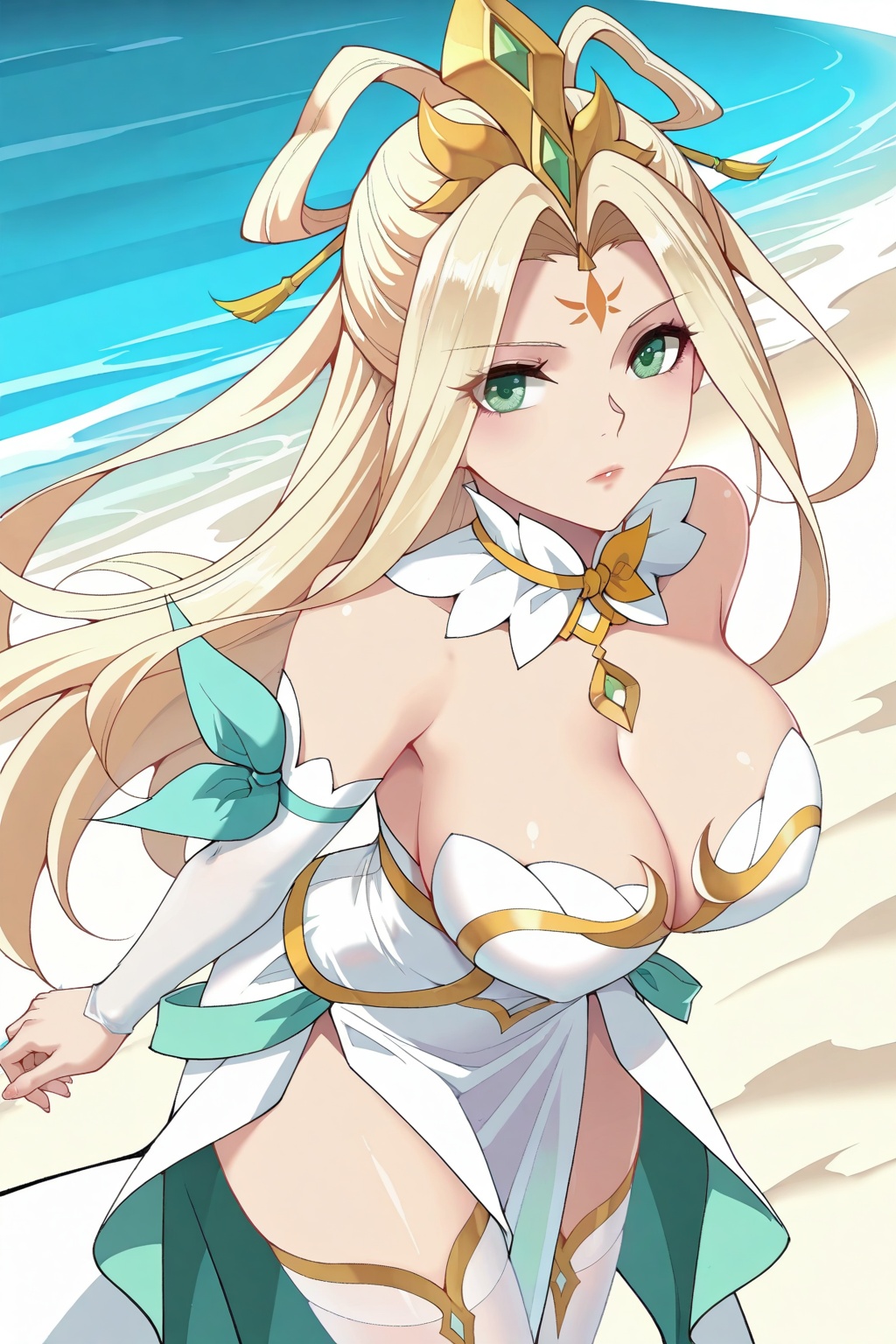 on the beach,  on the beach,  Thigh exposed on Tensor.Art
