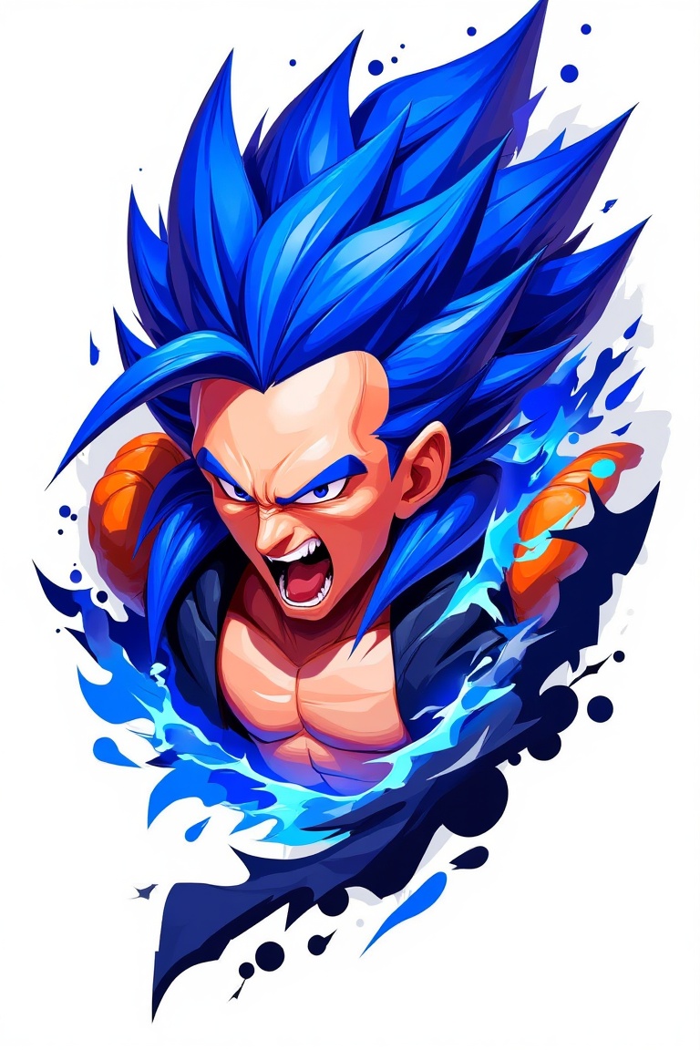 blueflame_warrior_style,  full torso,  screaming face on Tensor.Art