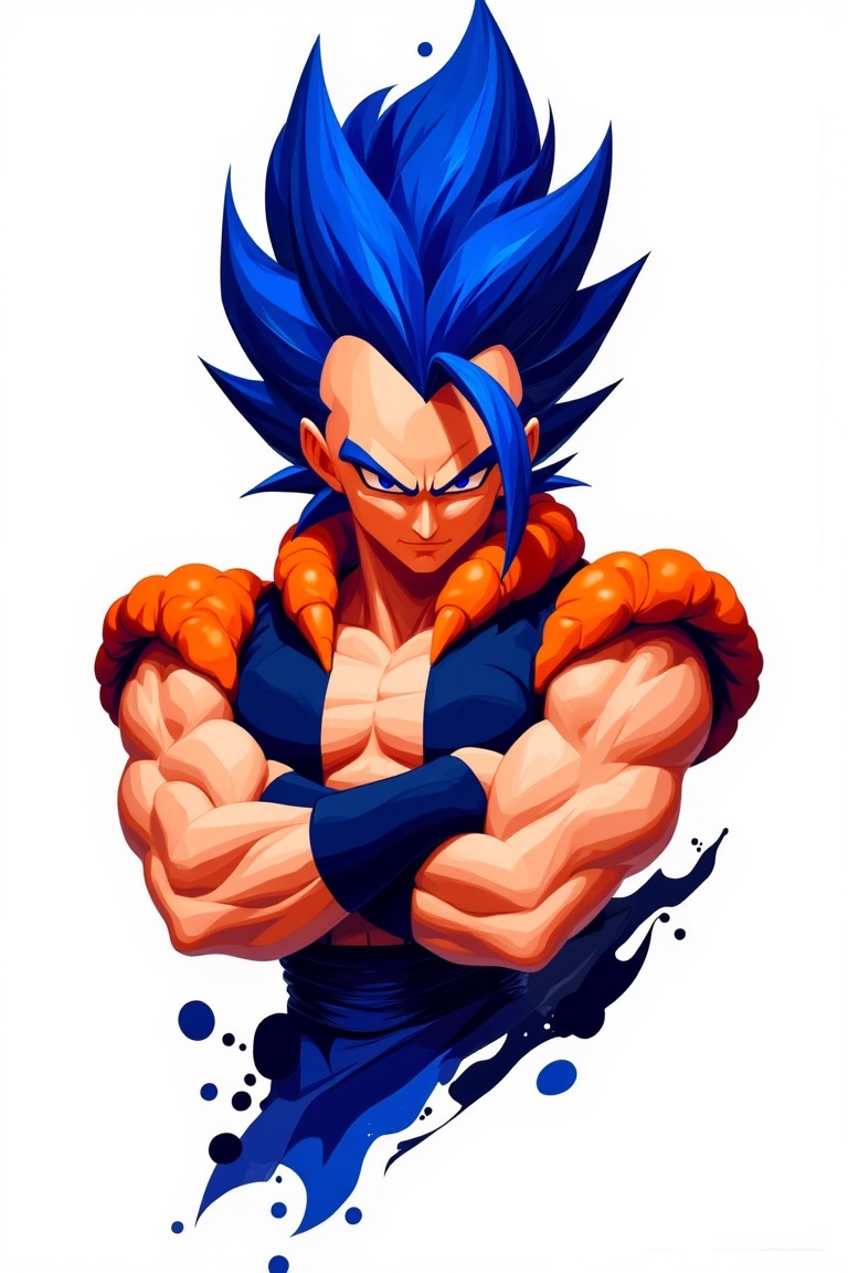 blueflame_warrior_style,  upper body only,  arms crossed calmly on Tensor.Art