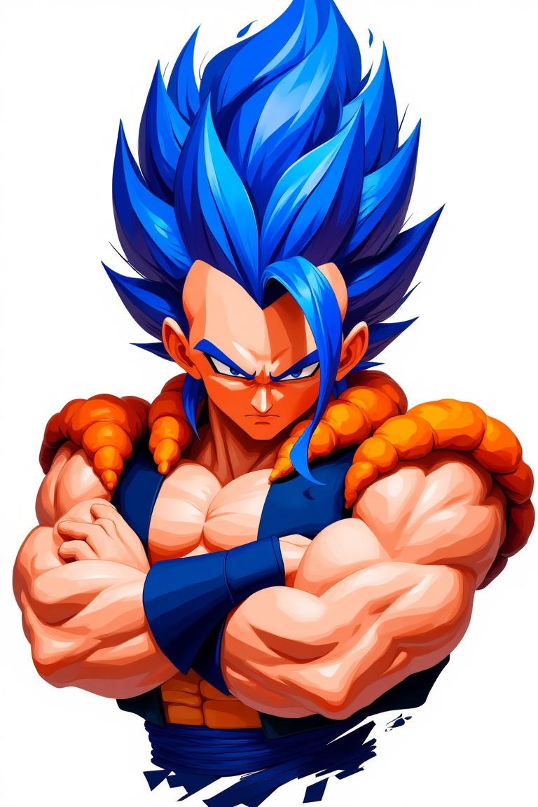 blueflame_warrior_style,  vegeta fusion,  full torso view on Tensor.Art