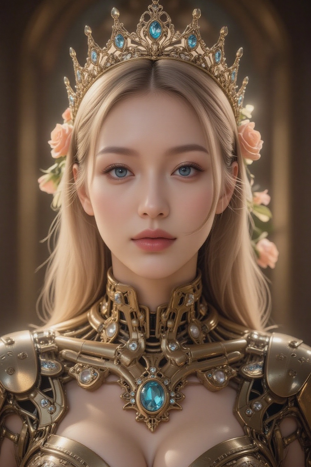 masterpiece,  ultra-detailed,  photorealistic upper body portrait of a cyborg woman with porcelain skin on Tensor.Art