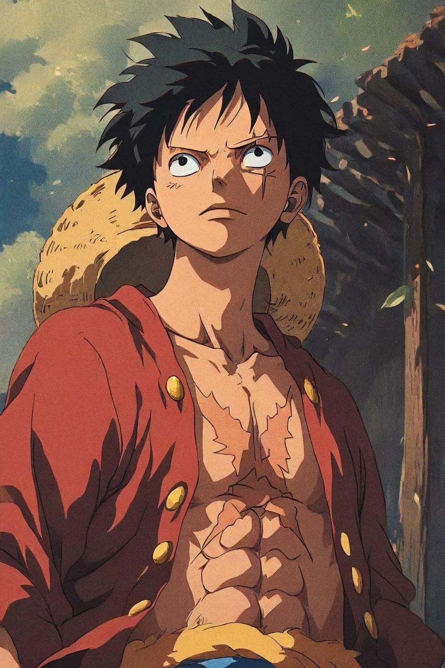 Luffy,  red jacket,  scar on chest on Tensor.Art