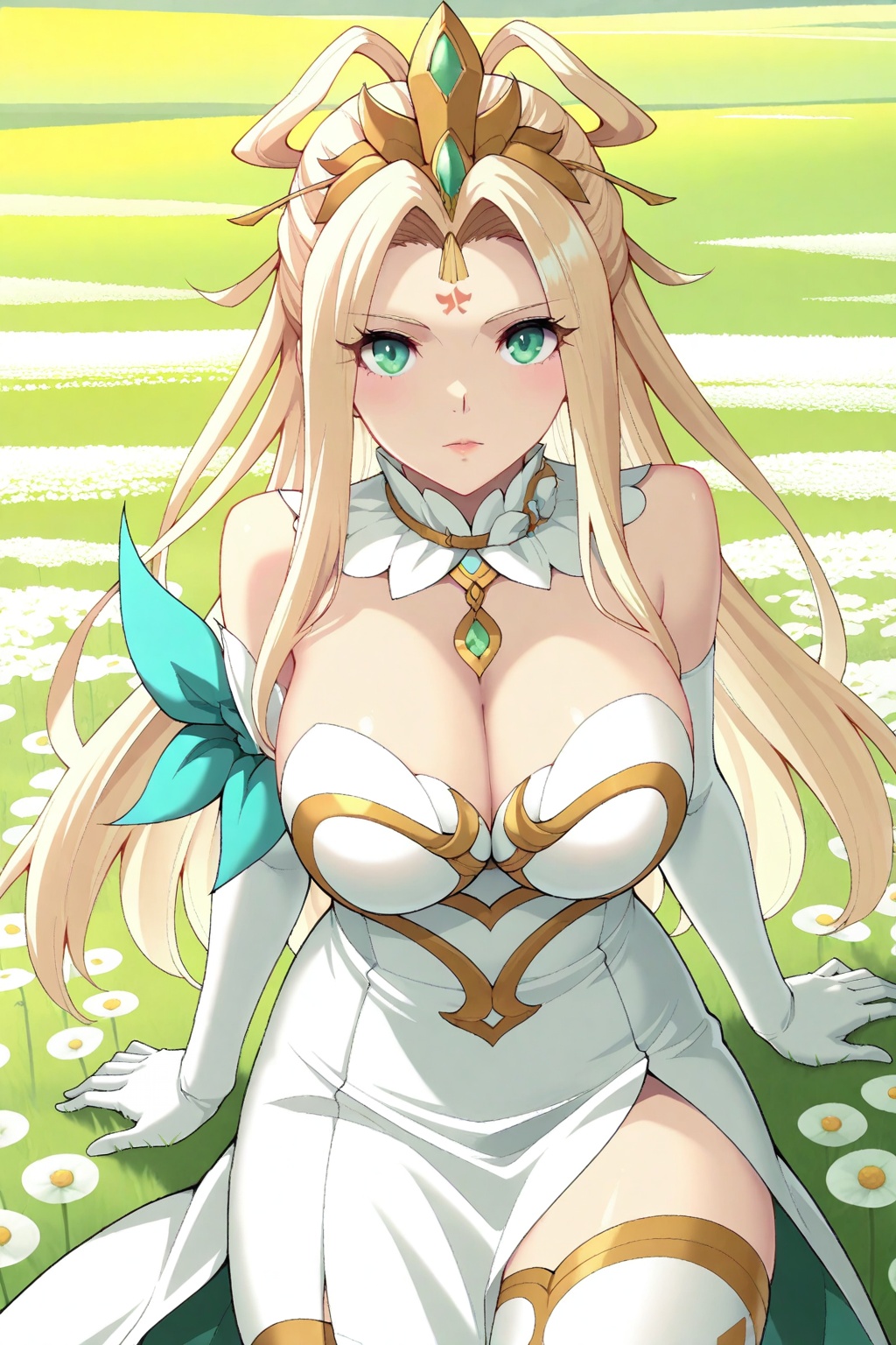 in a meadow,  in a meadow,  Thigh exposed on Tensor.Art