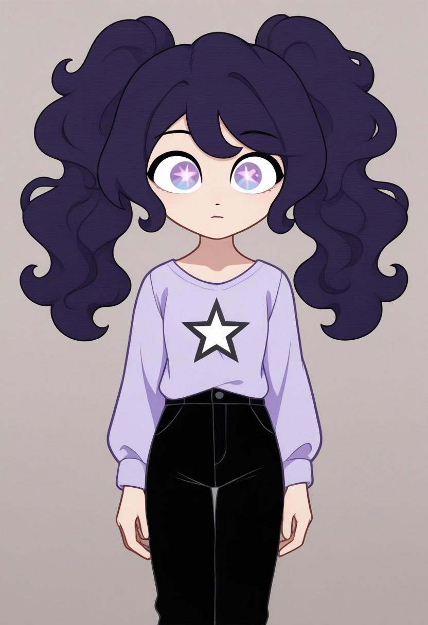 Solo,  dark hair,  two long side ponytails on Tensor.Art