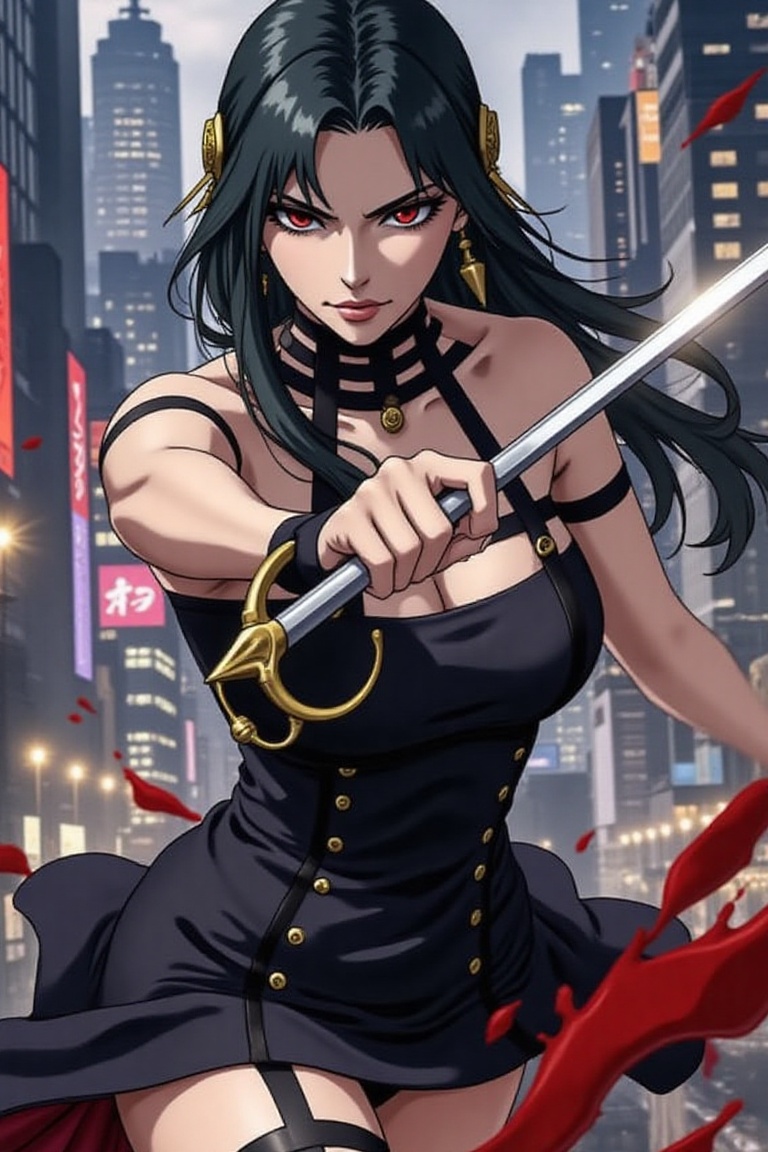 Yor Forger from spy x family,  anime style,  dynamic action pose on Tensor.Art