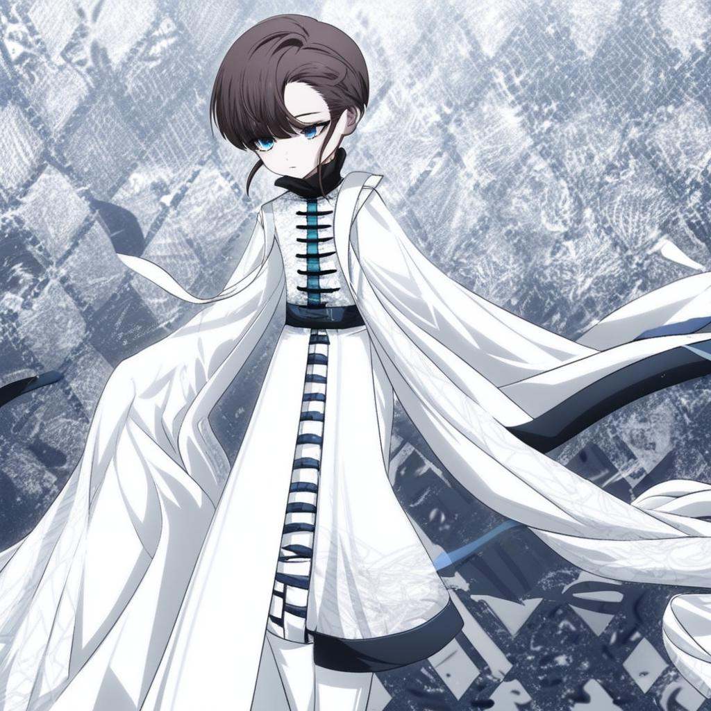 short hair,  brown hair,  asymmetrical bangs on Tensor.Art
