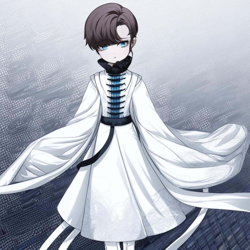 short hair,  brown hair,  asymmetrical bangs on Tensor.Art